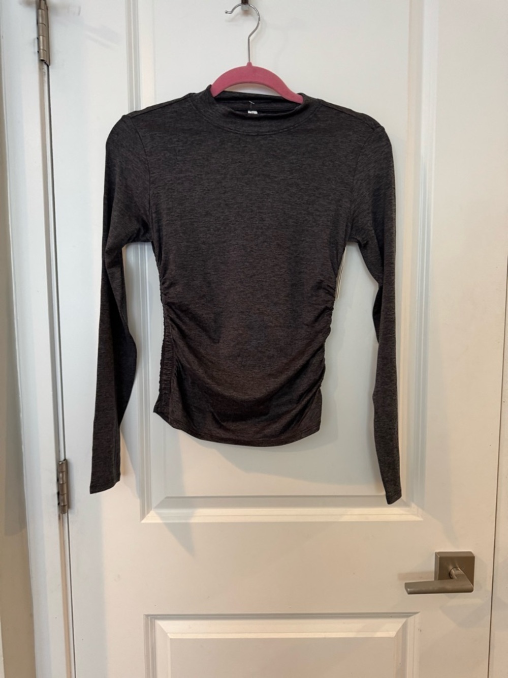 NWT SPANX Skysoft Mockneck Charcoal Long-Sleeve Top